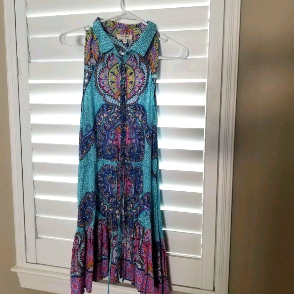 Umgee Sleeveless Mixed Floral  Print Dress S